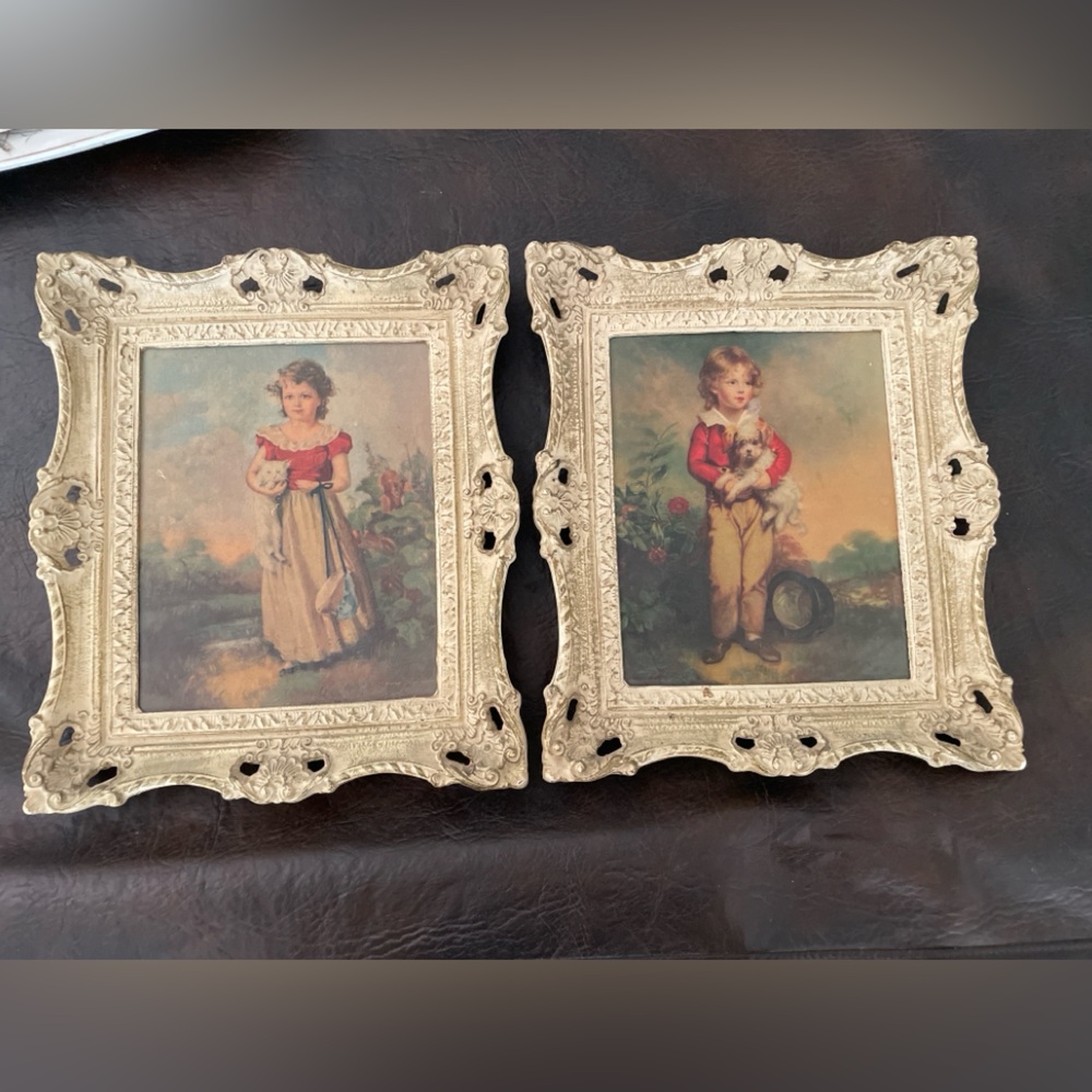Pair of Vintage Jane Freeman “Chums” Prints – Ornate Frames